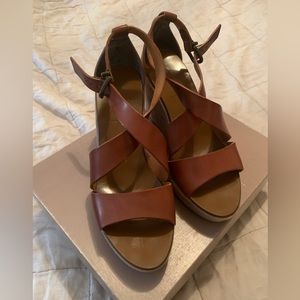 J. Crew marguerite leather strappy wedge sandals